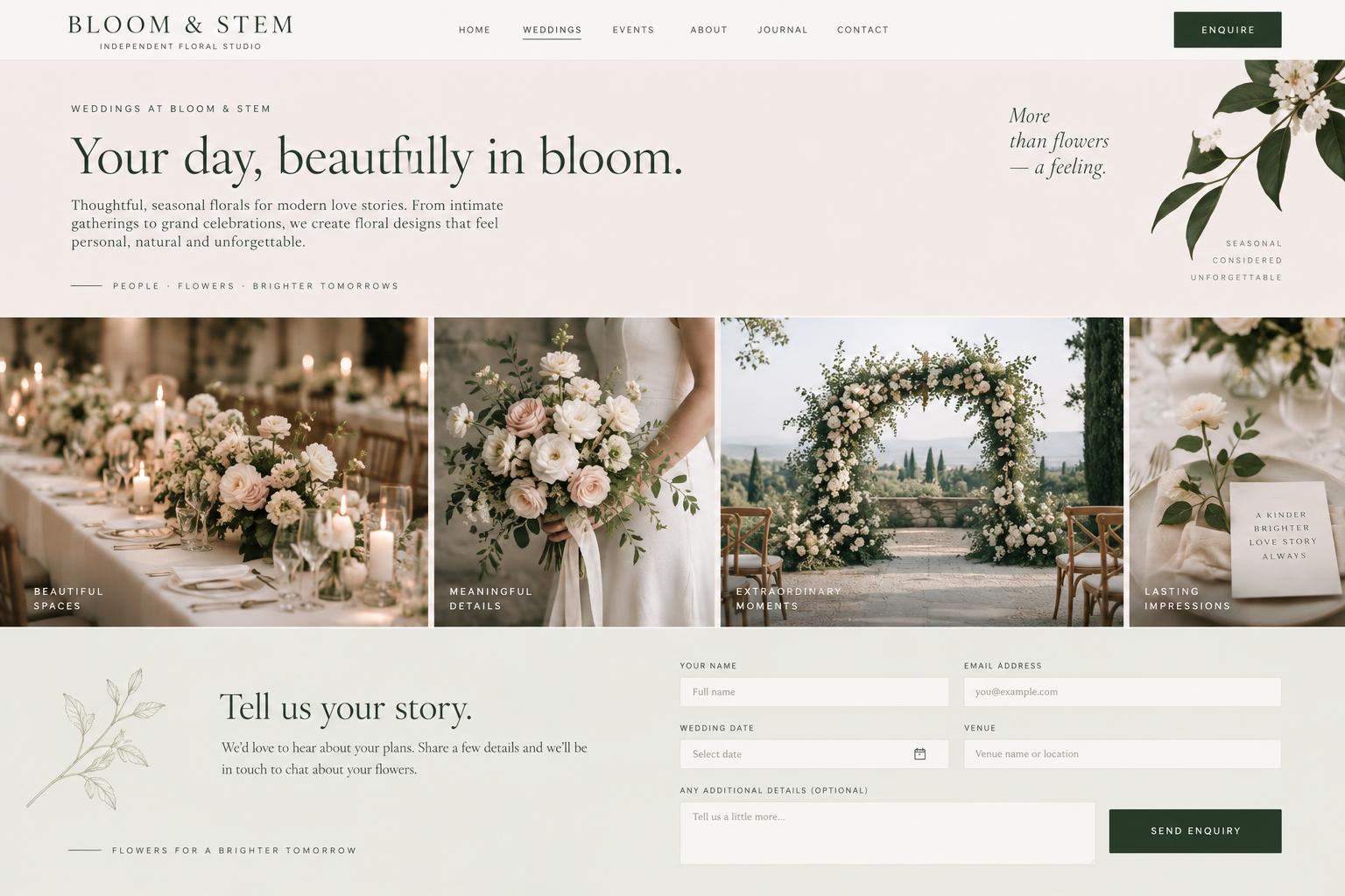 Bloom & Stem — Interior website page concept