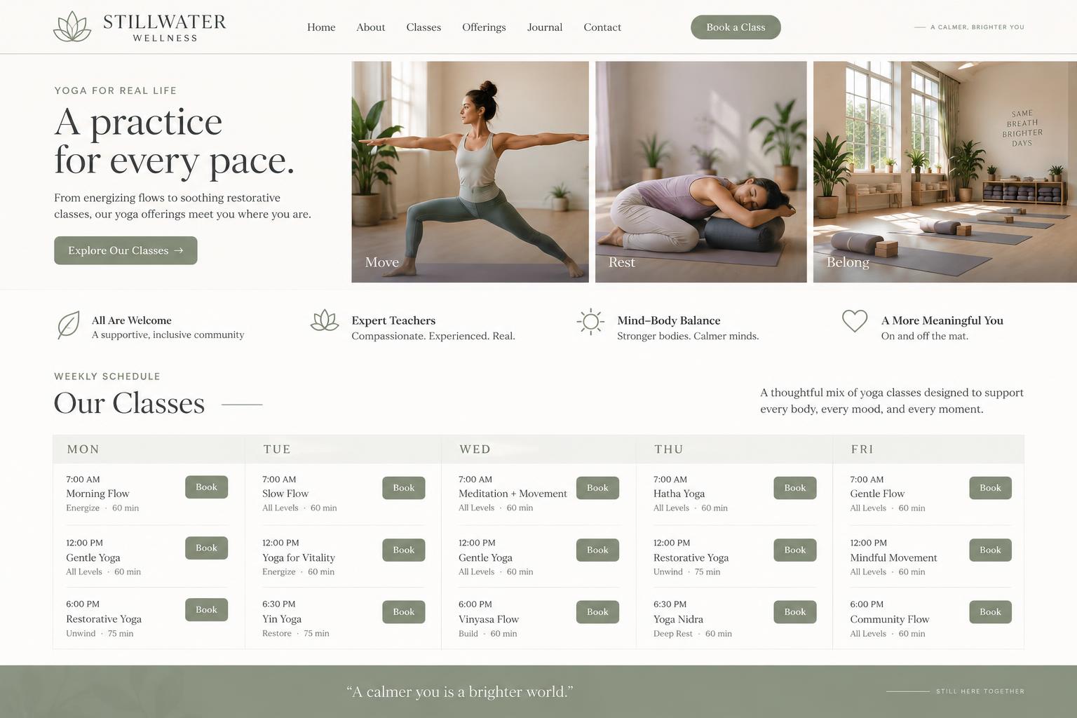Stillwater Wellness — Interior website page concept
